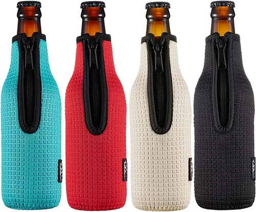 Miniatura 11 de Fundas aislantes para botellas de cerveza 12 oz 330 ml; cubiertas estándar para botellas de cerveza; chaqueta para botellas con cremallera; fundas