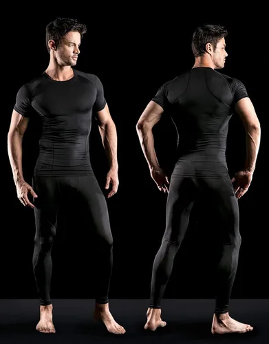 Miniatura 6 de ATHLIO Paquete de 1 o 3 camisas de compresión de manga corta para hombre, camisetas de capa base deportiva, camiseta de entrenamiento atlético