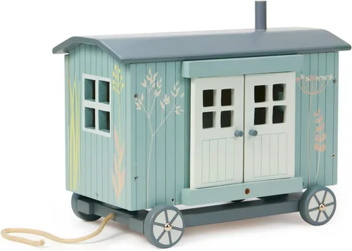 Miniatura 3 de Tender Leaf Toys - Cabaña del Pastor de la Pradera Secreta - Cabaña de Pastor de Madera Portátil y Amueblada con Ruedas, Incluye 11 Piezas