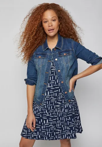 Miniatura 4 de ellos Vestido de punto acampanado de manga corta para mujer de talla grande, Multi