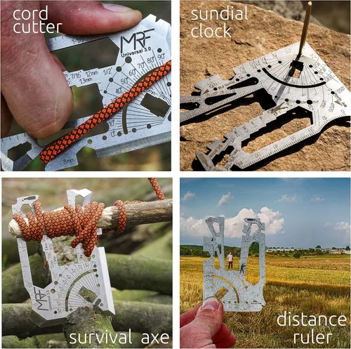 Miniatura 4 de Universal 3.0-60+ Tools - Multiherramienta para tarjetas de crédito con cuchillo, billetera de titanio con regla, abrebotellas y latas para EDC