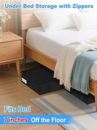 Miniatura 5 de Bolsas de Almacenamiento Debajo de la Cama con Cremallera, Contenedores de Almacenamiento Debajo de la Cama de 7 Pulgadas de Altura con Lados