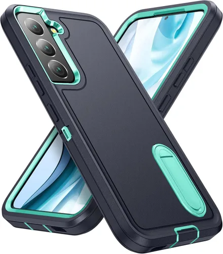 Miniatura 15 de Funda para Samsung Galaxy S22 Plus con función atril, 3 capas de grado militar, funda protectora de silicona resistente a prueba de golpes para azul
