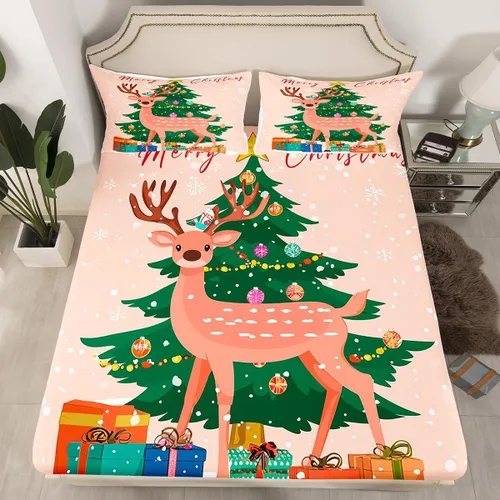 Miniatura 16 de Erosebridal Divertida sábana bajera ajustable de Halloween para niños, lindo juego de ropa de cama de calabaza fantasma, decoración de Halloween