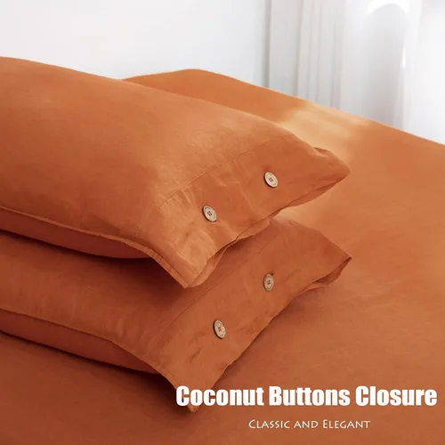 Miniatura 2 de S VICTORY SYMBOL Juego de 2 fundas de almohada de lino 100 % orgánico de 20 x 30 pulgadas, fundas de almohada de lino natural francés con cierre
