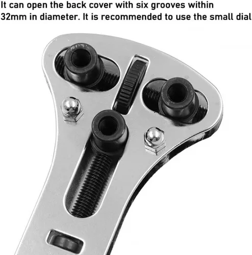 Miniatura 4 de Omninmo Kit de reparación de relojes, llave de 3 puntos, herramienta de extracción de caja de tornillos, herramienta ajustable de tres garras