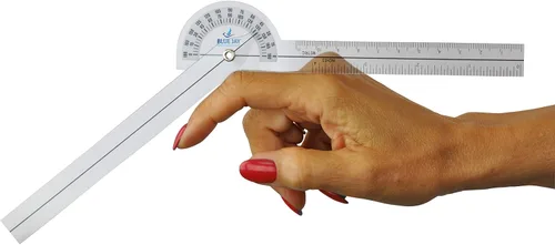 Miniatura 2 de Blue Jay Goniómetro de plástico transparente "Take a Range Check", 180 grados, goniómetro, goniómetro de terapia física con precisión ISO, brazo