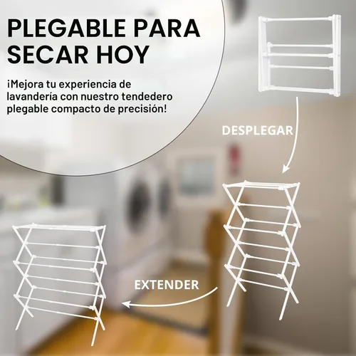 Miniatura 3 de ZOES HOMEWARE Tendedero de secado de ropa mejorado 2024 Estante de secado plegable para ropa Secadores portátiles plegables pequeños para Blanco