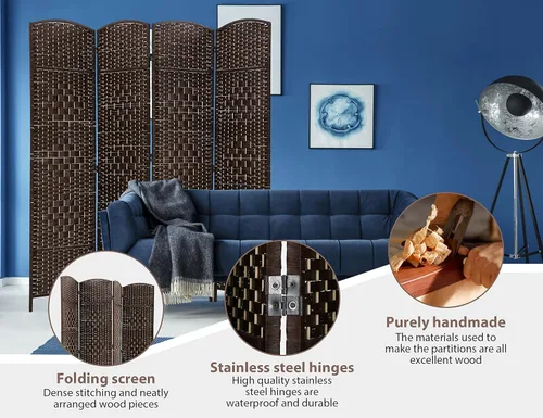Miniatura 3 de Divisores de habitación de madera de 4 paneles y pantallas de privacidad plegables, divisores y divisores de habitación de 6 pies de alto y 6 pies