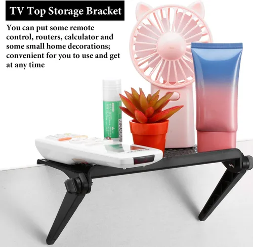 Miniatura 6 de Blulu Estante superior de TV de 2 piezas, estante ajustable para monitor de TV, soporte superior para soporte de teléfono celular, cajas multimedia