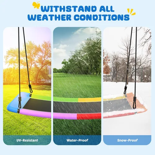 Miniatura 7 de Trekassy Columpio de árbol de plataforma Skycurve de 700 libras y 60 pulgadas para niños y adultos, resistente al desgaste con 2 correas para colgar