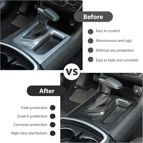 Miniatura 2 de CheroCar Para Dodge Charger Central Control Panel de cambio de marchas Ajuste para Dodge Charger 2015-2025 (fibra de carbono negra)