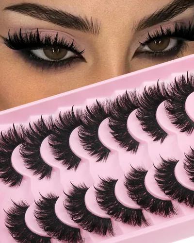 Miniatura 19 de Pestañas postizas de aspecto natural, pestañas de visón sintético, pestañas onduladas tipo zorro que parecen extensiones, pestañas de visón 3D