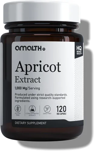 AMALTH Cápsulas de suplemento de extracto de albaricoque (25:1), 120 cápsulas de 500 mg por cápsula, porciones de 1000 mg (paquete de 1) (hierbas,