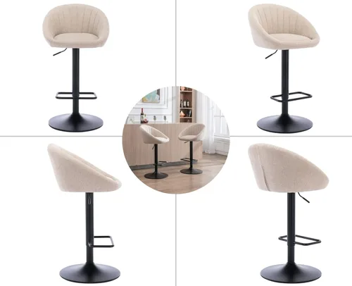 Miniatura 6 de EALSON Juego de 2 taburetes de bar giratorios ajustables, modernos taburetes de bar de altura de mostrador con respaldo bajo, cómodas sillas de bar