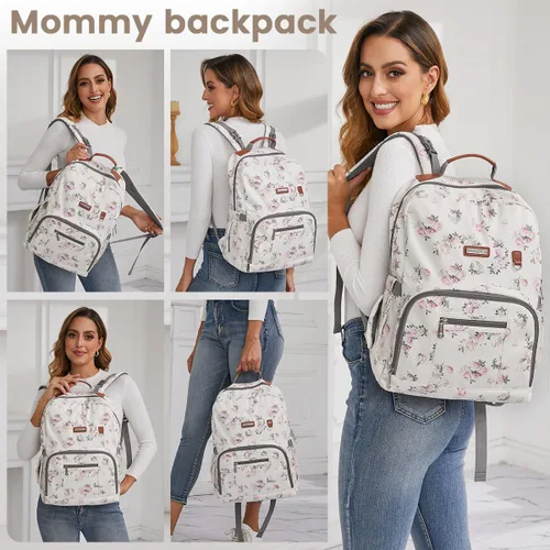 Miniatura 7 de Mochila para pañales, bolsas grandes de pañales para bebé con almohadilla cambiadora portátil para niños y niñas, bolsa de viaje multifunción