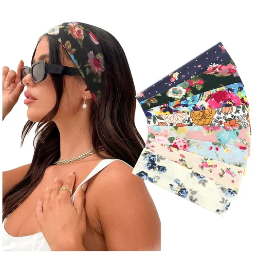 Miniatura 19 de DRESHOW 8 unidades de diademas ajustables con nudos antideslizantes elásticas, bandas de pelo de yoga para mujeres y niñas en colores sólidos