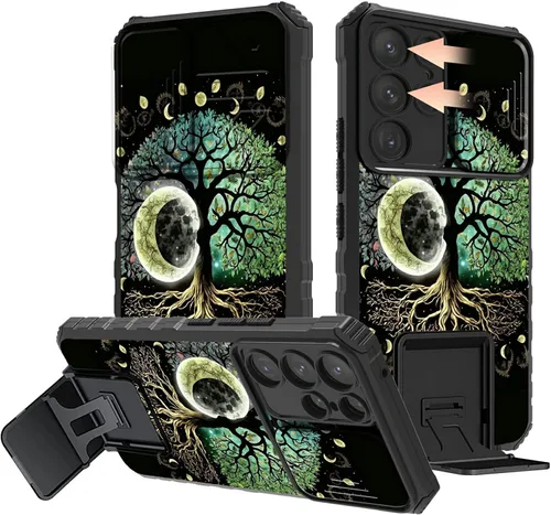 Miniatura 75 de Rossy Funda para Samsung Galaxy S22 Ultra para Samsung S22 Ultra con cubierta deslizante para cámara con función atril, funda híbrida de doble capa