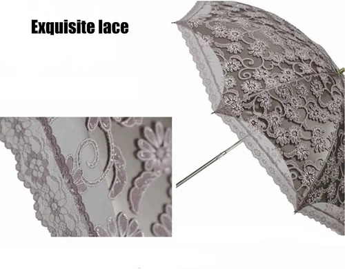Miniatura 19 de Orgrimmar Sombrilla de encaje para mujer, protección anti-UV, UPF 50+, paraguas plegable ligero y portátil (negro)