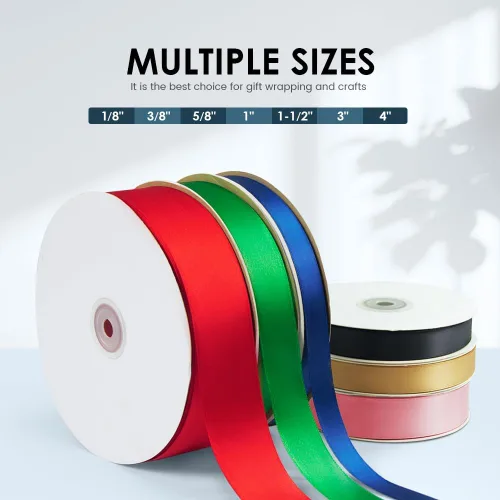 Miniatura 2 de Cinta de satén de poliéster de 4 pulgadas x 25 yardas, cinta de satén de color sólido blanco para manualidades, envoltura de regalos, lazos