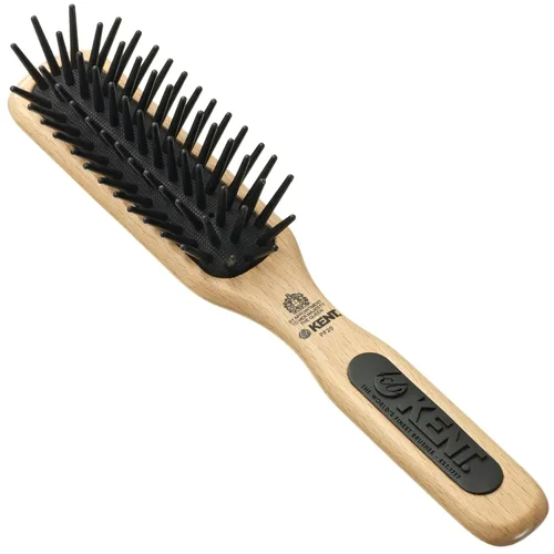 Kent PF20 Cepillo de pelo de paleta de cojín estrecho, cepillo desenredante para cabello largo, grueso y rizado, masajeador del cuero cabelludo y