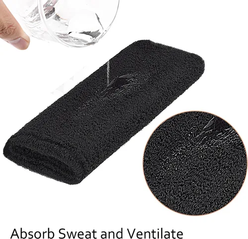 Miniatura 5 de WILLBOND 2 muñequeras de 6 pulgadas para hombres y mujeres, bandas de algodón atléticas de humedad para tenis, baloncesto, correr