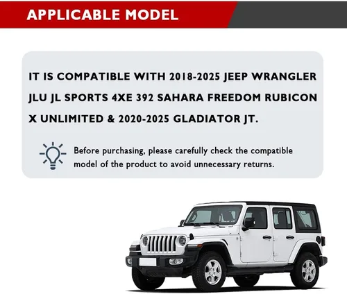Miniatura 7 de 6 cubiertas para cerradura de puerta de automóvil, cubierta negra para cerradura de puerta compatible con Jeep Wrangler JLU JL 4XE Unlimited