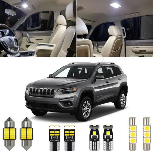 Xpismii Kit de 13 piezas de luz LED interior Cherokee blanca de 6000 K, repuesto para Jeep Cherokee KL 2014 2015 2016 2017 2018 2019 2020, con