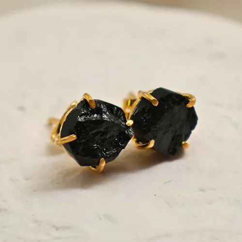 Miniatura 15 de Gempires Natural Raw Prong Setting Stud Earrings, 8-10 mm Crystals Earring, Handmade Jewelry, Gift for Her