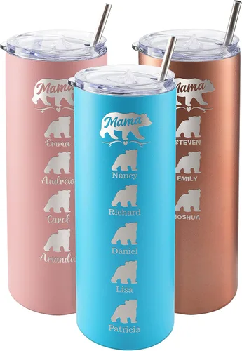 Miniatura 15 de Vaso de Mamá Oso, vaso personalizado para mamá Oro Rosa