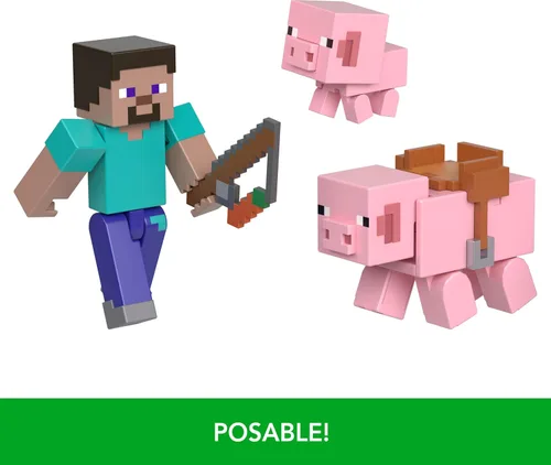 Miniatura 5 de Mattel Minecraft Toys, figura de acción de 3.25 pulgadas, paquete de 2, 2 figuras y 2 accesorios, regalos coleccionables para niños