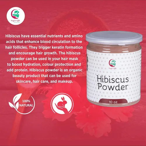 Miniatura 3 de Hibiscus Powder 10 oz Polvo de hibisco 100% natural y puro para el crecimiento del cabello por Yogi's Gift®
