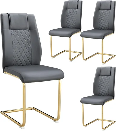 Miniatura 13 de Sillas De Comedor - Juego de 4 sillas de comedor modernas para cocina, con asiento tapizado de piel sintética, patas de metal con respaldo alto