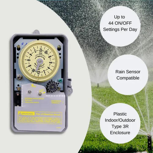 Miniatura 2 de Intermatic R8816P101C - Temporizador de riego y aspersores, 240 V 3 Hp DPST, conservación de agua personalizable con patrón de 14 días, listo