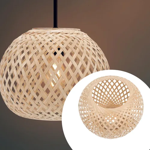 Miniatura 9 de Lámpara colgante de bambú tejida grande, cubierta de luz colgante de arpillera, lámpara de techo rústica