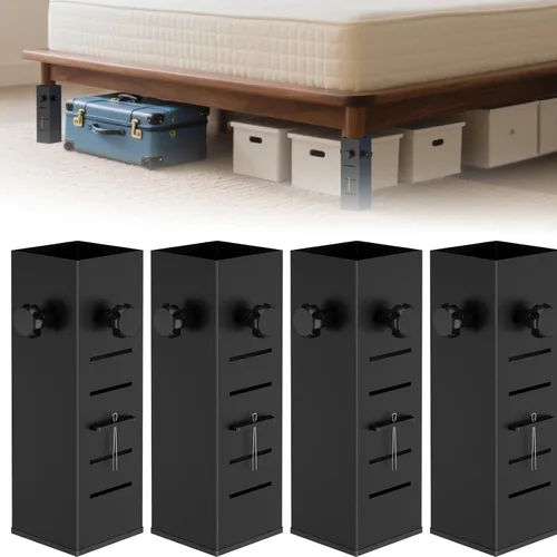 Miniatura 10 de Extensores de cama resistentes para dormitorio, aumenta el espacio de almacenamiento debajo de la cama, se adapta a patas de cama de 1.5 a 2.2