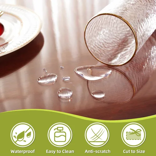 Miniatura 32 de Protector de mesa transparente de 12 x 36 pulgadas, 1.5 mm de grosor, cubierta de mesa de plástico impermeable, protector de mesa transparente