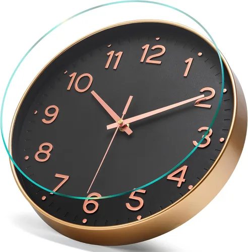 Miniatura 3 de MEIRED Reloj de pared de 12 pulgadas, silencioso sin tictac, funciona con pilas, reloj de pared redondo moderno y simple estilo decorativo