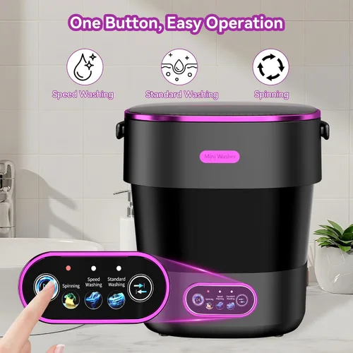 Miniatura 3 de Lavadora portátil, mini lavadora plegable de 20 litros y secadora de centrifugador, 3 modos de limpieza, pequeña y compacta máquina de lavandería