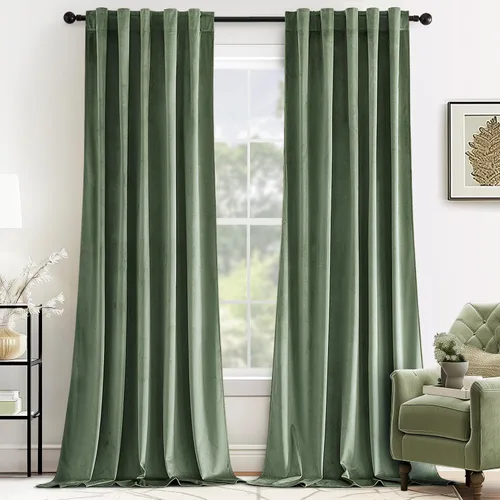 Miniatura 27 de MIULEE Cortinas de terciopelo de 84 pulgadas de largo, juego de 2 paneles para dormitorio, con pestaña trasera plisada, de lujo, aislamiento