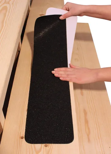 Cinta antideslizante para escaleras de 6.0 x 30.0 pulgadas - Tiras antideslizantes negras.