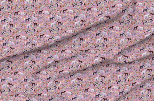 Miniatura 4 de Spoonflower Tela – Caballo Multi Floral Caballos Púrpura Granja Animal Cowboy Pet Retrato Impreso en Tela Gasa Cuarto Grasa – Coser Moda Vestidos