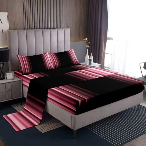 Miniatura 13 de Feelyou Juego de sábanas decorativas con ombre abstracto para niños y adolescentes, juego de sábanas rojas y negras de moda para dormitorio de niñas