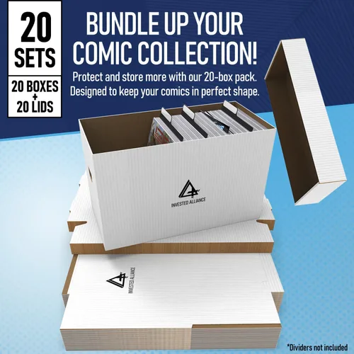 Miniatura 3 de Caja de almacenamiento de cómics cortos premium (paquete de 20 - blanco). Caja/gabinete de cómics de cartón grueso. Contenedor de libros de cómics