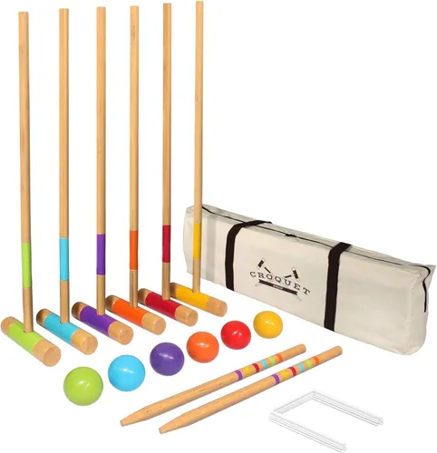 Miniatura 6 de GoSports - Juego de croquet para seis jugadores para adultos y niños, diseño moderno de madera, elige Deluxe (35 pulgadas) o estándar (28 pulgadas)
