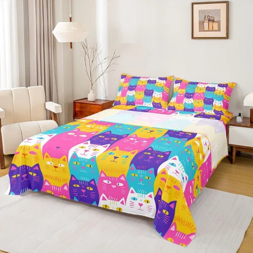 Miniatura 27 de Erosebridal Groovy Flower Sábanas de Cama Fiesta de los 70s Juegos de Sábanas Tamaño Individual Sábanas Florales Arcoíris Juegos de Sábanas y Fundas