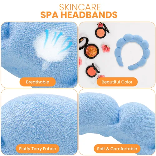 Miniatura 5 de Diadema de spa para lavar la cara, 3 piezas, maquillaje, facial y cuidado de la piel. Banda para la cabeza para el cuidado de la piel de burbujas.