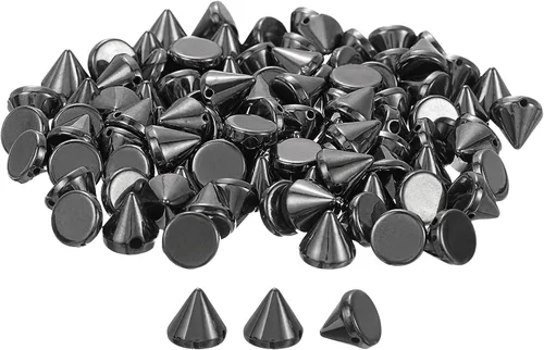 uxcell 200 tachuelas acrílicas con forma de cono de espiga, 0.316 x 0.315 pulgadas, parte trasera plana, pegamento para coser en cuentas punk, para