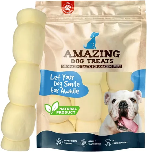 Miniatura 7 de Amazing Dog Treats - Rollos de mejillas de ternera (Mega gruesos de 4 pulgadas - 6 piezas) - Masticables alternativos seguros de cuero crudo
