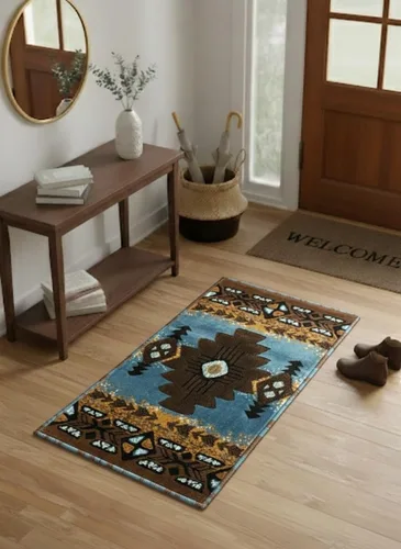 Miniatura 59 de YHSF South West - alfombra estilo nativo americano del suroeste C318 - fácil de limpiar, gruesa, suave, duradera, alfombra inspirada en tribus